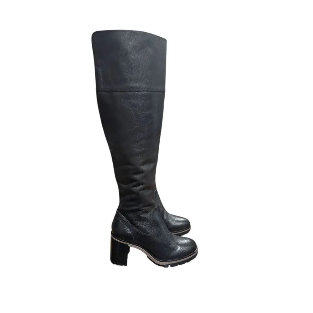 VINCE CAMUTO Dasemma Black Leather Over The Knee Boot Size 7.5M